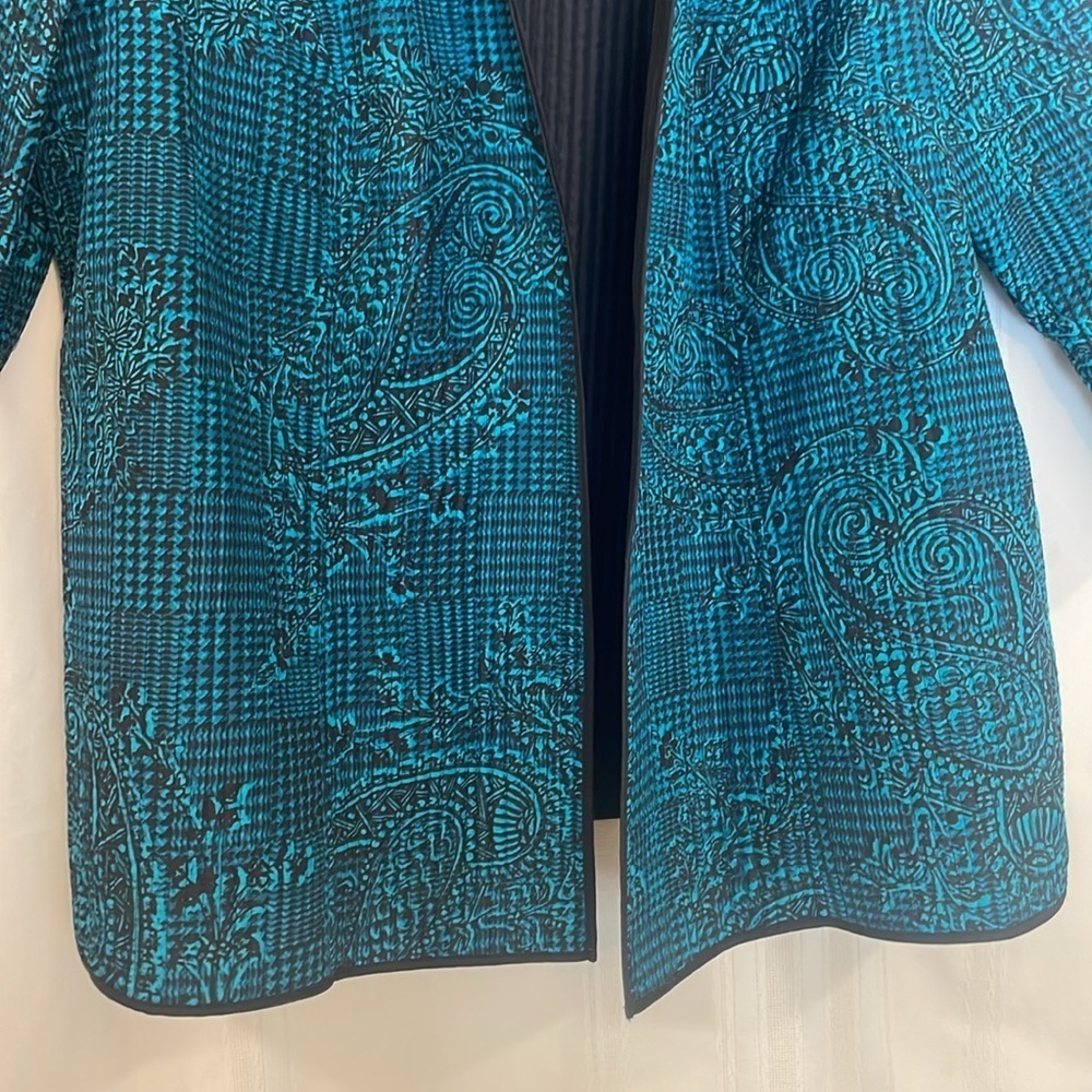 2X Jacket Pit to Pit 25 3/4’ Teal Blue and Black Reversible Preworn - Picture 5 of 13